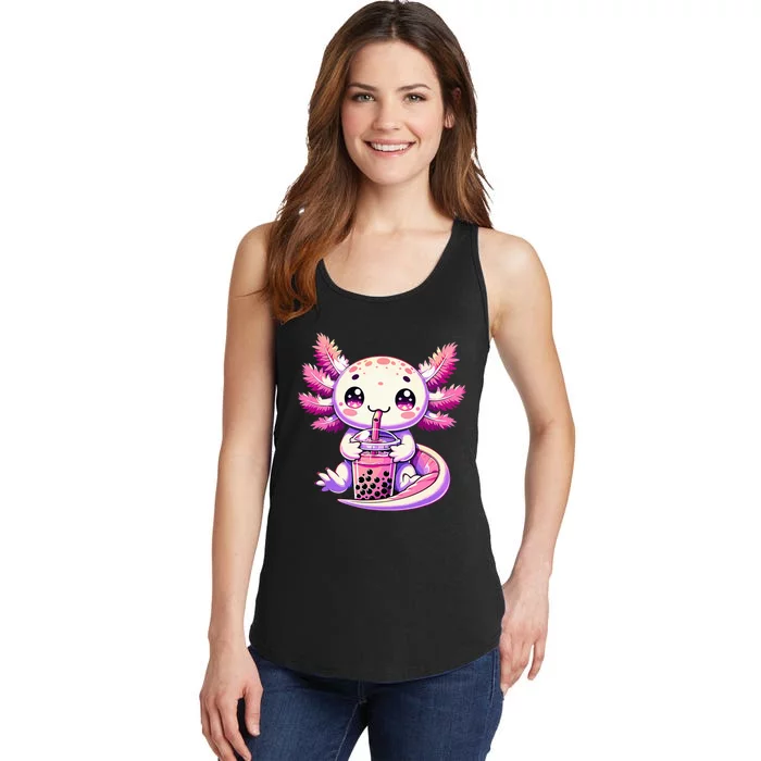 Axolotl Bubble Boba Tea Anime Cute Kawaii Axolotl Ladies Essential Tank