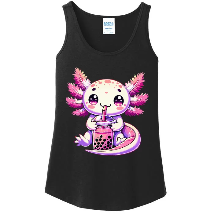 Axolotl Bubble Boba Tea Anime Cute Kawaii Axolotl Ladies Essential Tank