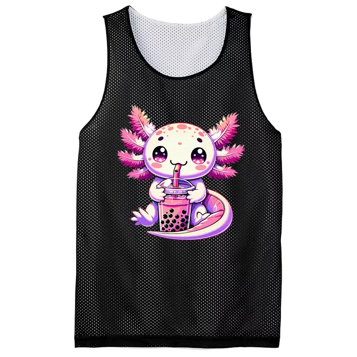 Axolotl Bubble Boba Tea Anime Cute Kawaii Axolotl Mesh Reversible Basketball Jersey Tank