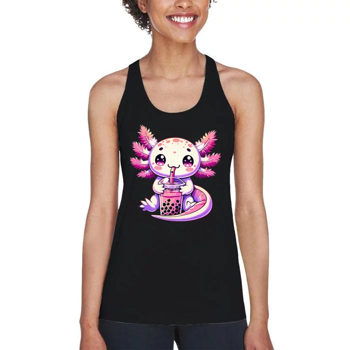 Axolotl Bubble Boba Tea Anime Cute Kawaii Axolotl Women's Racerback Tank