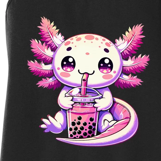 Axolotl Bubble Boba Tea Anime Cute Kawaii Axolotl Women's Racerback Tank