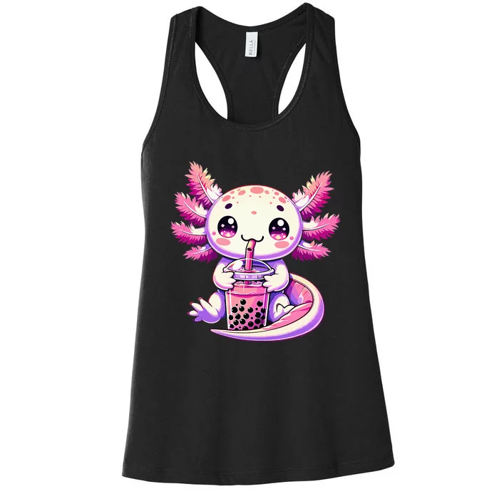 Axolotl Bubble Boba Tea Anime Cute Kawaii Axolotl Women's Racerback Tank