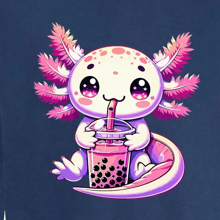 Axolotl Bubble Boba Tea Anime Cute Kawaii Axolotl Garment-Dyed Sweatshirt