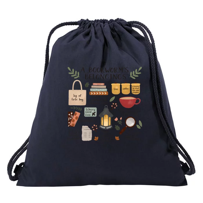 A BookwormS Belongings Drawstring Bag