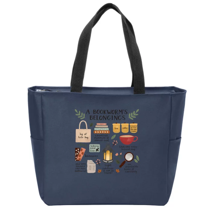 A BookwormS Belongings Zip Tote Bag