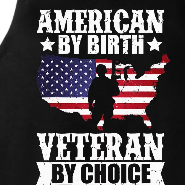 American By Birth Veteran By Choice Us Flag Veterans Day Ladies Tri-Blend Wicking Tank