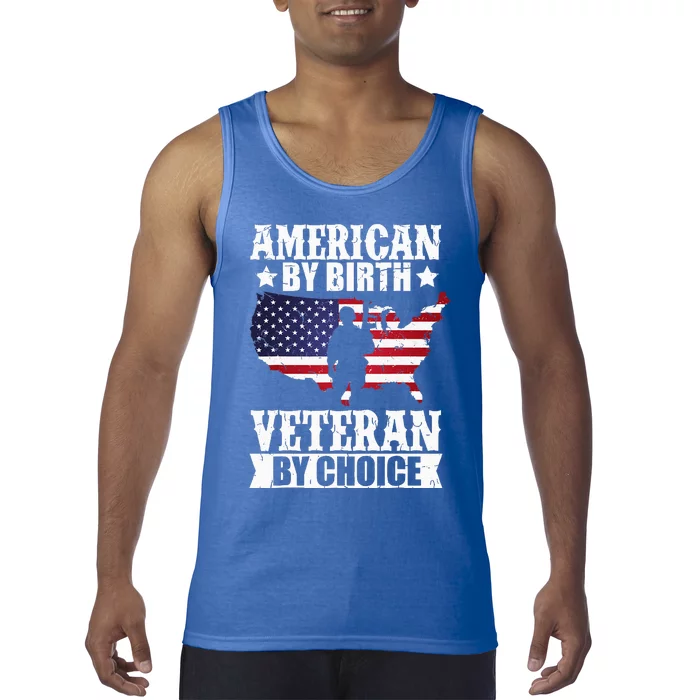 American By Birth Veteran By Choice Us Flag Veterans Day Tank Top