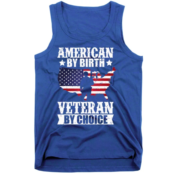 American By Birth Veteran By Choice Us Flag Veterans Day Tank Top