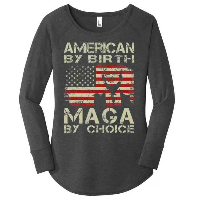 American By Birth Maga By Choice Trump 2024 Women's Perfect Tri Tunic Long Sleeve Shirt