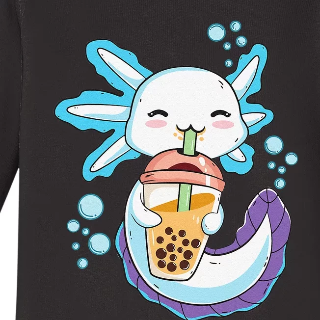 Axolotl Boba Bubble Tea Kawaii Anime Japanese  Teen Baby Long Sleeve Bodysuit