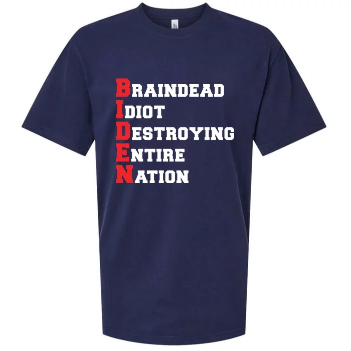 Anti Biden Braindead Idiot Destroying Entire Nation Sueded Cloud Jersey T-Shirt