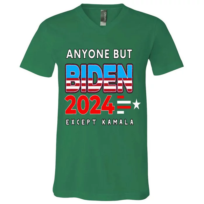 Anyone But Biden Except Kamala President Trump 2024 V-Neck T-Shirt