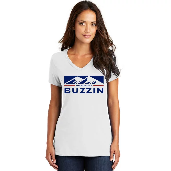 Are Buzzin Classic Midwest Mountain Women's V-Neck T-Shirt