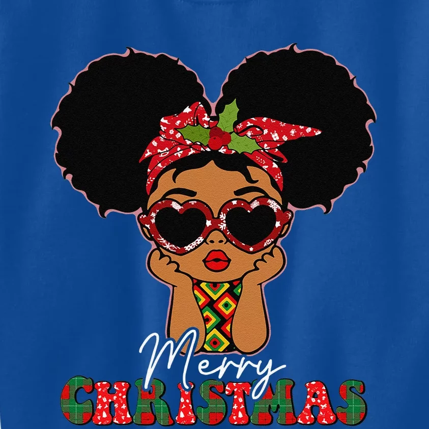 African Black Christmas Melanin Peeking Kids Sweatshirt