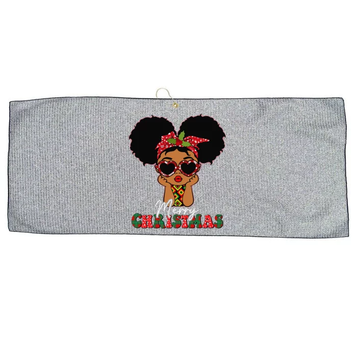 African Black Christmas Melanin Peeking Large Microfiber Waffle Golf Towel