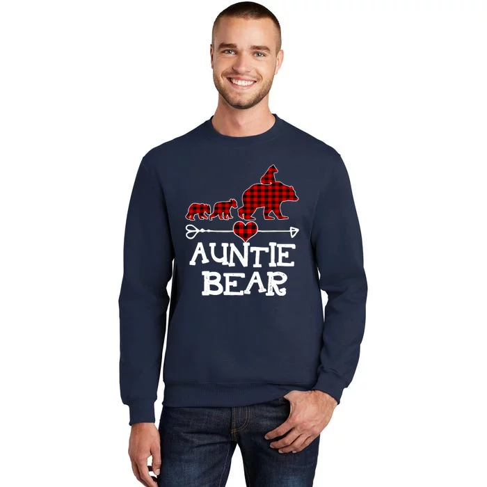 Auntie Bear Christmas Pajama Red Plaid Buffalo Family Sweatshirt