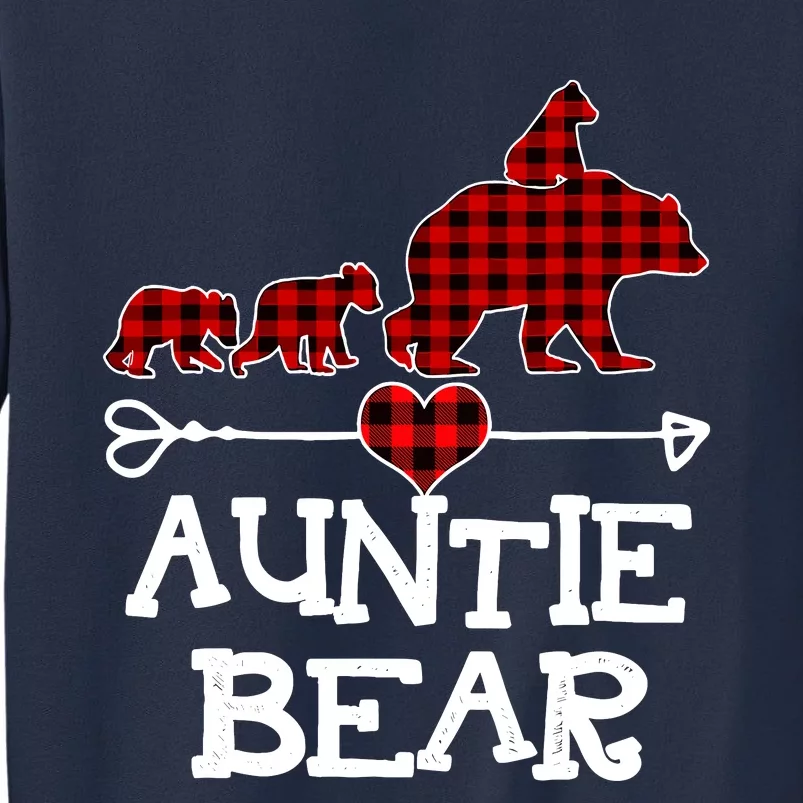 Auntie Bear Christmas Pajama Red Plaid Buffalo Family Sweatshirt