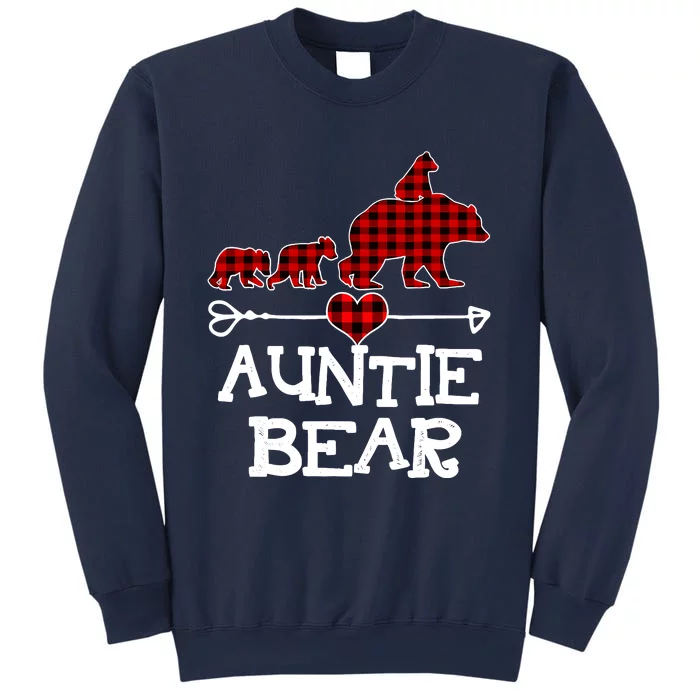 Auntie Bear Christmas Pajama Red Plaid Buffalo Family Sweatshirt