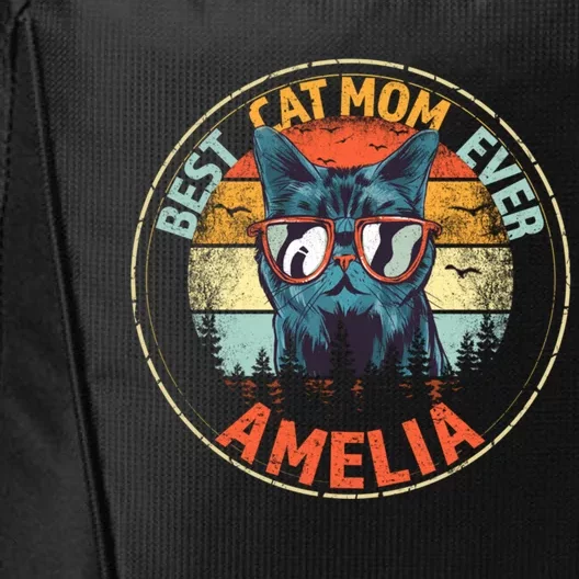 Amelia Best Cat Mom Ever Funny Custom Personalized Name Cool Gift City Backpack