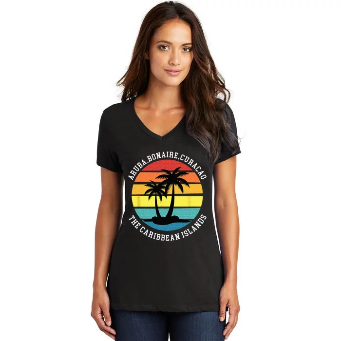 Aruba Bonaire Curacao The Caribbean Islands Vacation Women's V-Neck T-Shirt