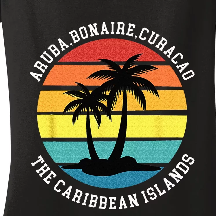 Aruba Bonaire Curacao The Caribbean Islands Vacation Women's V-Neck T-Shirt