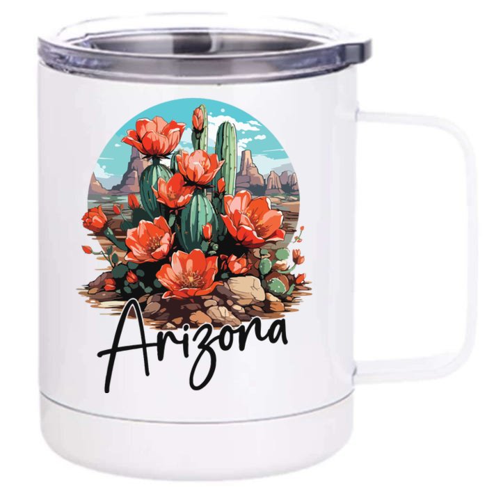 Arizona Blooming Cactus Flowers Love State Of Arizona Cute Front & Back 12oz Stainless Steel Tumbler Cup