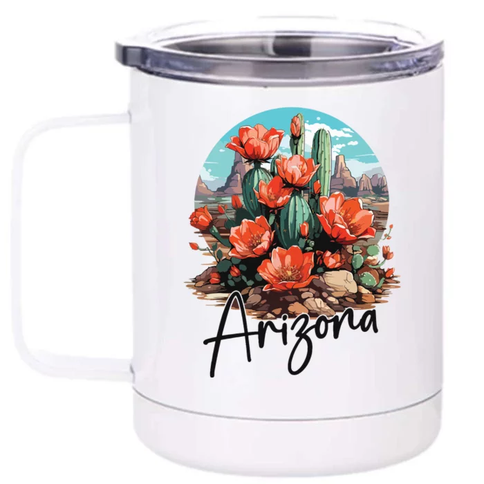 Arizona Blooming Cactus Flowers Love State Of Arizona Cute Front & Back 12oz Stainless Steel Tumbler Cup