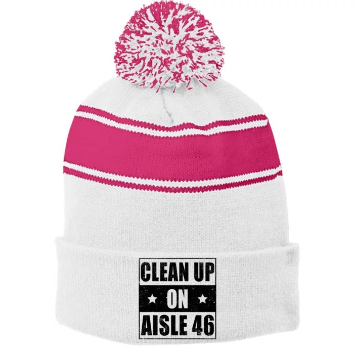 Anti Biden Clean Up On Aisle 46 Impeach Biden Stripe Pom Pom Beanie