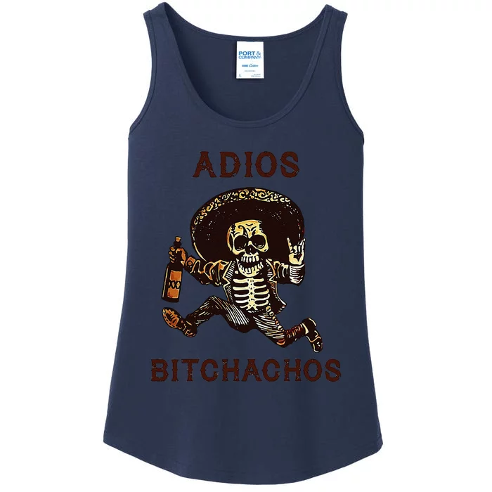 Adios Bitchachos Cinco De Mayo Skeleton Drinking Ladies Essential Tank