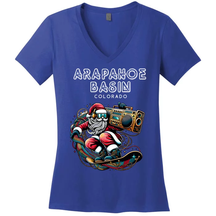 Arapahoe Basin Colorado Cool Snowboard Christmas Santa Gift Women's V-Neck T-Shirt