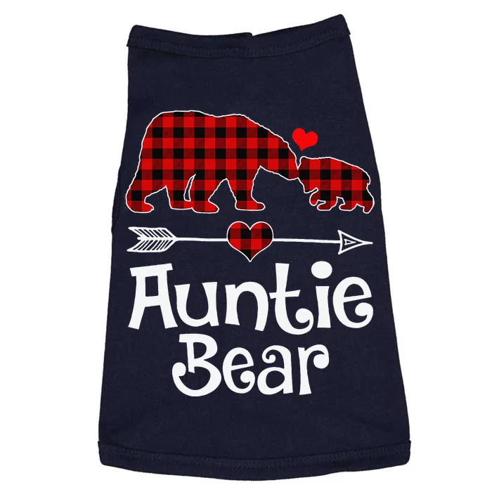 Auntie Bear Christmas Pajama Red Plaid Buffalo Matching Xmas Doggie Tank