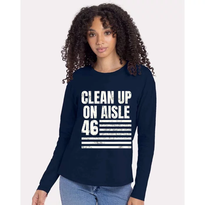 Anti Biden Clean Up On Aisle 46 Impeach Biden Womens Cotton Relaxed Long Sleeve T-Shirt