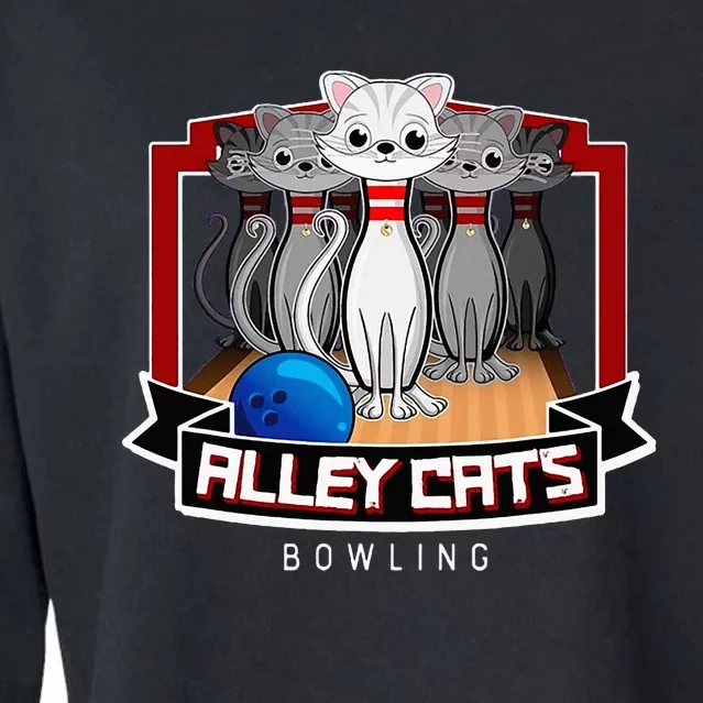 Alley Bowling Cats Cropped Pullover Crew