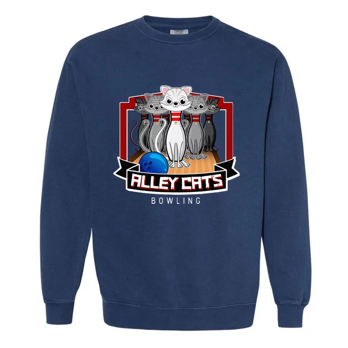 Alley Bowling Cats Garment-Dyed Sweatshirt