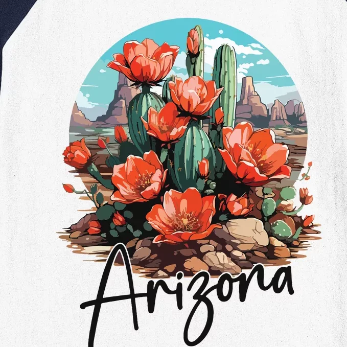 Arizona Blooming Cactus Flowers Love State Of Arizona Cute Baseball Sleeve Shirt