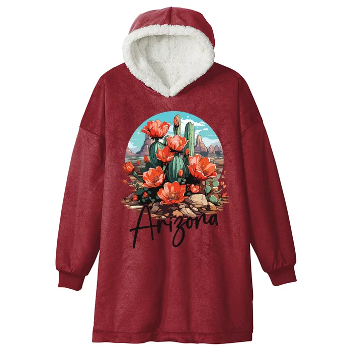 Arizona Blooming Cactus Flowers Love State Of Arizona Cute Hooded Wearable Blanket