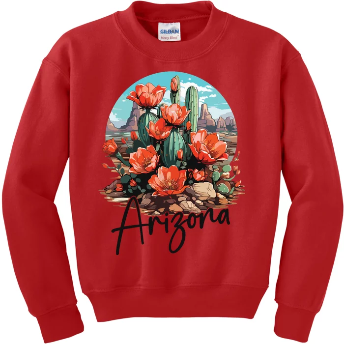 Arizona Blooming Cactus Flowers Love State Of Arizona Cute Kids Sweatshirt