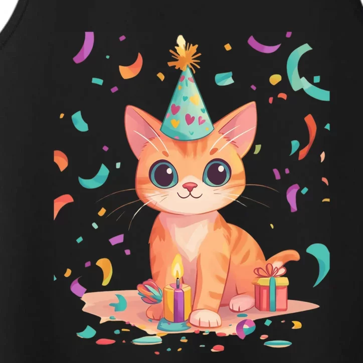 Adorable Birthday Cat Celebration Design Gift Performance Tank