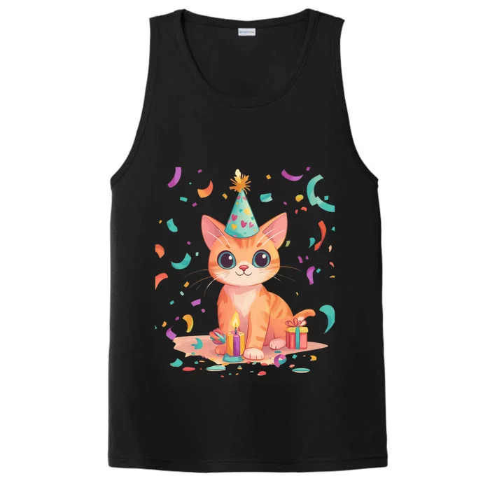 Adorable Birthday Cat Celebration Design Gift Performance Tank