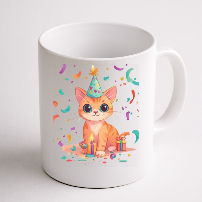 Adorable Birthday Cat Celebration Design Gift Front & Back Coffee Mug