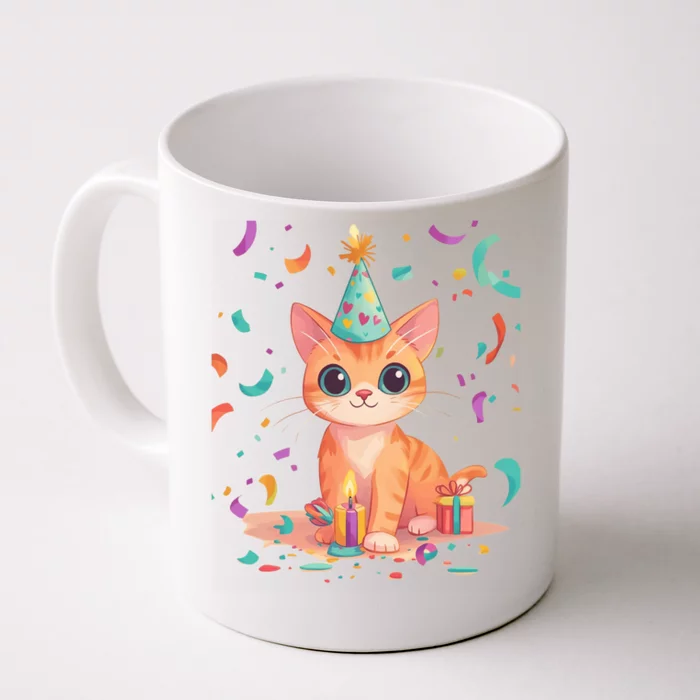 Adorable Birthday Cat Celebration Design Gift Front & Back Coffee Mug