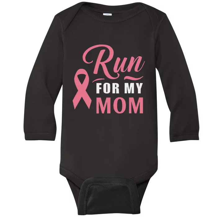 Athletics Breast Cancer Awareness Month Runner Pin.K Ribbon Baby Long Sleeve Bodysuit