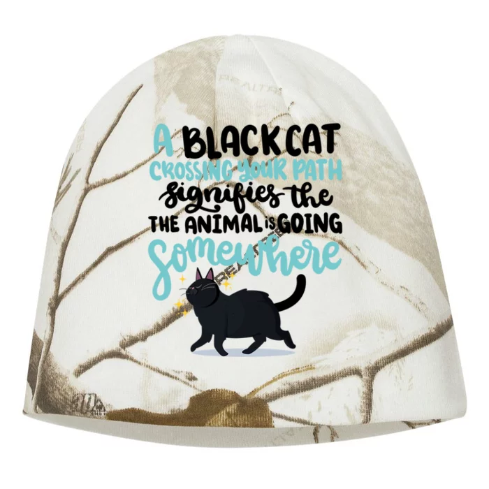 A Black Cat Crossing Path Kitten Feline Animal Cute Cat Gift Kati - Camo Knit Beanie