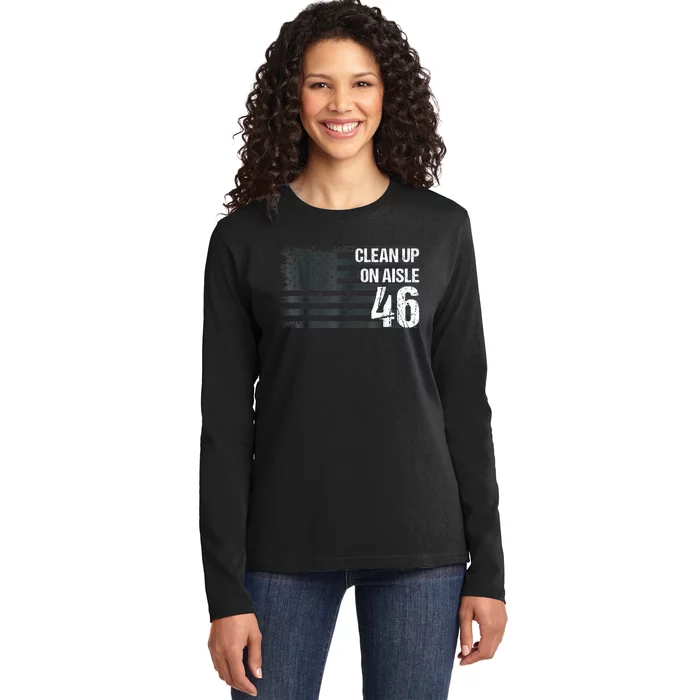 Anti Biden Clean Up On Aisle 46 Impeach Biden Ladies Long Sleeve Shirt