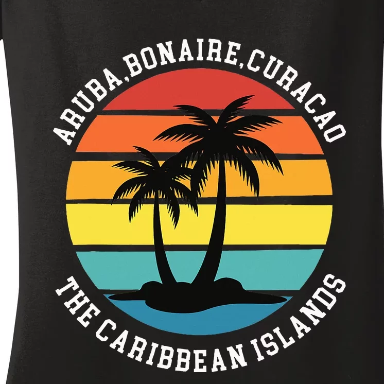 Aruba Bonaire Curacao The Caribbean Islands Vacation Women's V-Neck T-Shirt