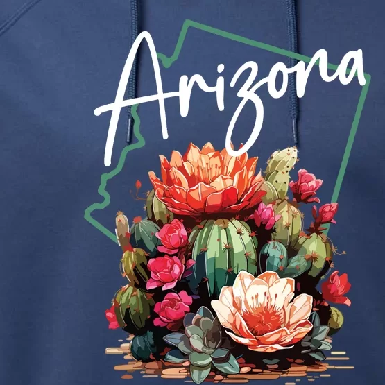 Arizona Blooming Cactus Flowers Love State Of Arizona Cute Performance Fleece Hoodie