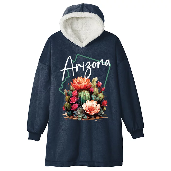 Arizona Blooming Cactus Flowers Love State Of Arizona Cute Hooded Wearable Blanket