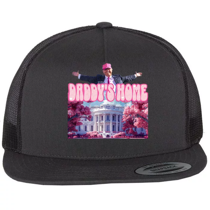 America Back DaddyS Home Trump Pink 2024 Flat Bill Trucker Hat