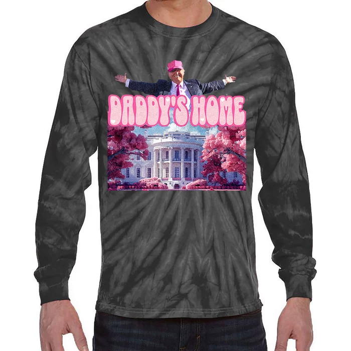 America Back DaddyS Home Trump Pink 2024 Tie-Dye Long Sleeve Shirt