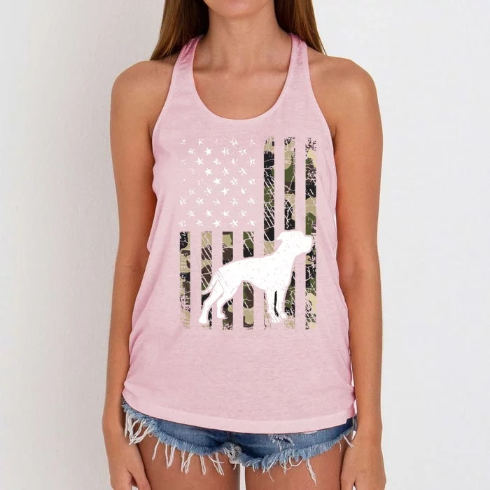 American Bulldog Dog Dad Mom Camouflage Usa Flag Great Gift Women's Knotted Racerback Tank